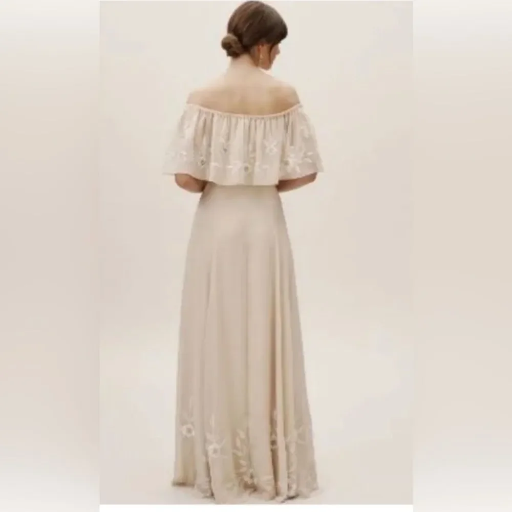 Brittany Dress from BHLDN with floral embroidery and delicate beading. - Picture 3 of 9